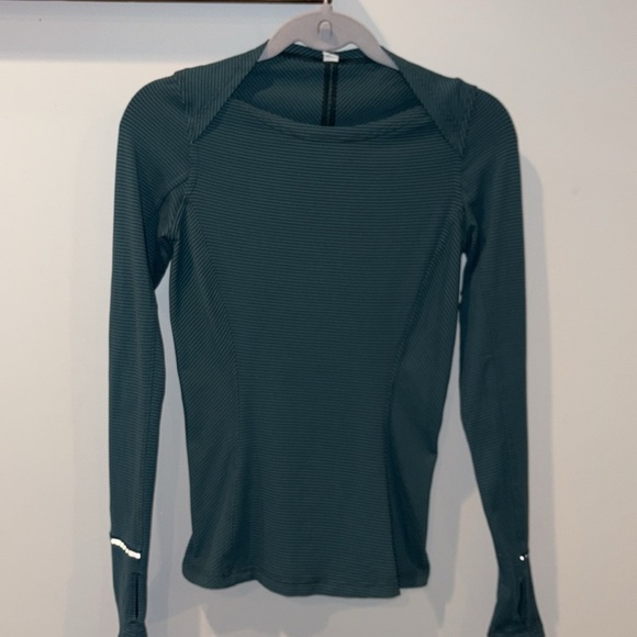 Lululemon Kanto Catch Me Long Sleeve Mini Pop Stripe Top Size 4 Teal/Dark Fuel - Picture 7 of 15